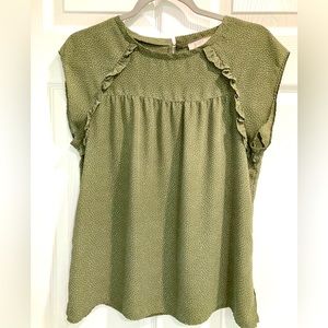 Olive Green Ruffle Sleeve Women's Top
